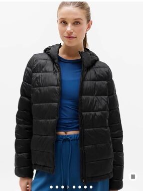 Athleta Women's S Black Hooded Aire Puffer Jacket